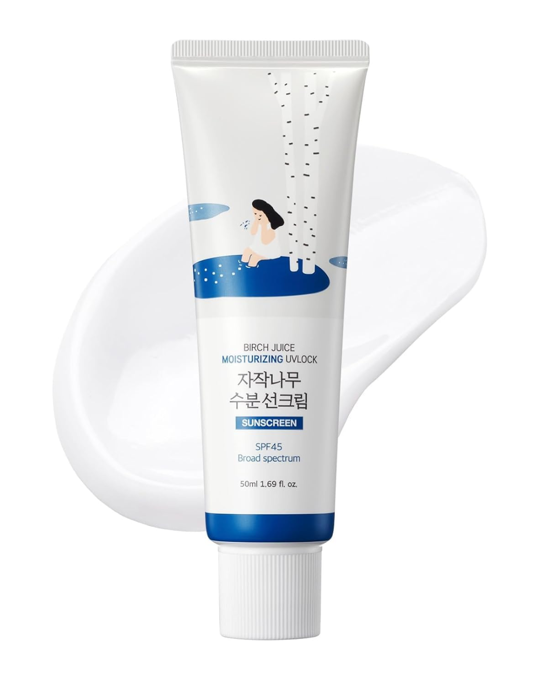 ROUND LAB Birch Juice UV LOCK SPF45 50 ml – Protector Solar Hidratante Coreano, Textura Ligera y Glow, para Piel Sensible
