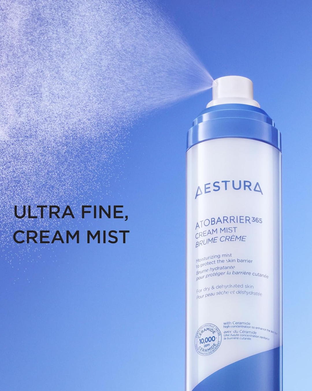 ✨ AESTURA ATOBARRIER365 Cream Mist – Bruma Hidratante con 10.000 ppm de Ceramidas, Reparación de la Barrera Cutánea, para Piel Seca ✨