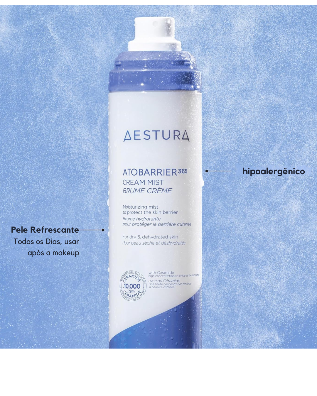 ✨ AESTURA ATOBARRIER365 Cream Mist – Bruma Hidratante con 10.000 ppm de Ceramidas, Reparación de la Barrera Cutánea, para Piel Seca ✨