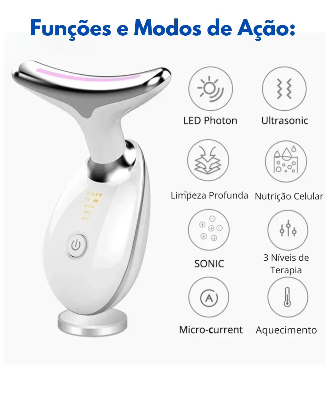 REVELL - Dispositivo de Belleza para Cuello y Rostro con Microcorriente para Lifting Facial