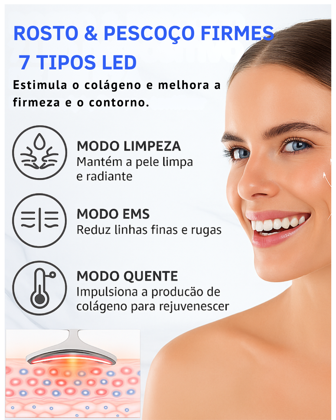 REVELL - Dispositivo de Belleza para Cuello y Rostro con Microcorriente para Lifting Facial
