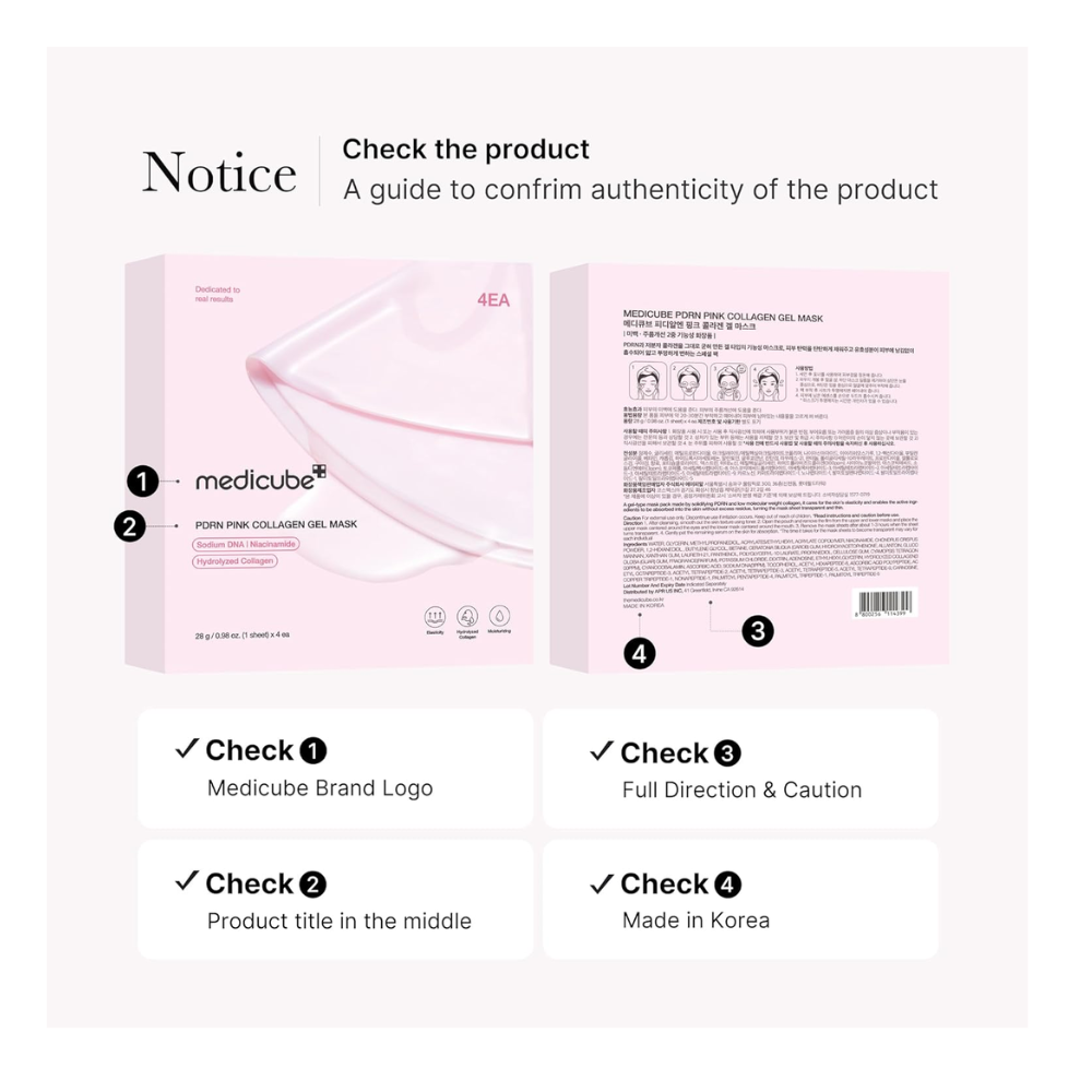 Mascarilla Facial Medicube con PDRN y Colágeno, 4 unidades – Elasticidad e Hidratación 24 h ✨