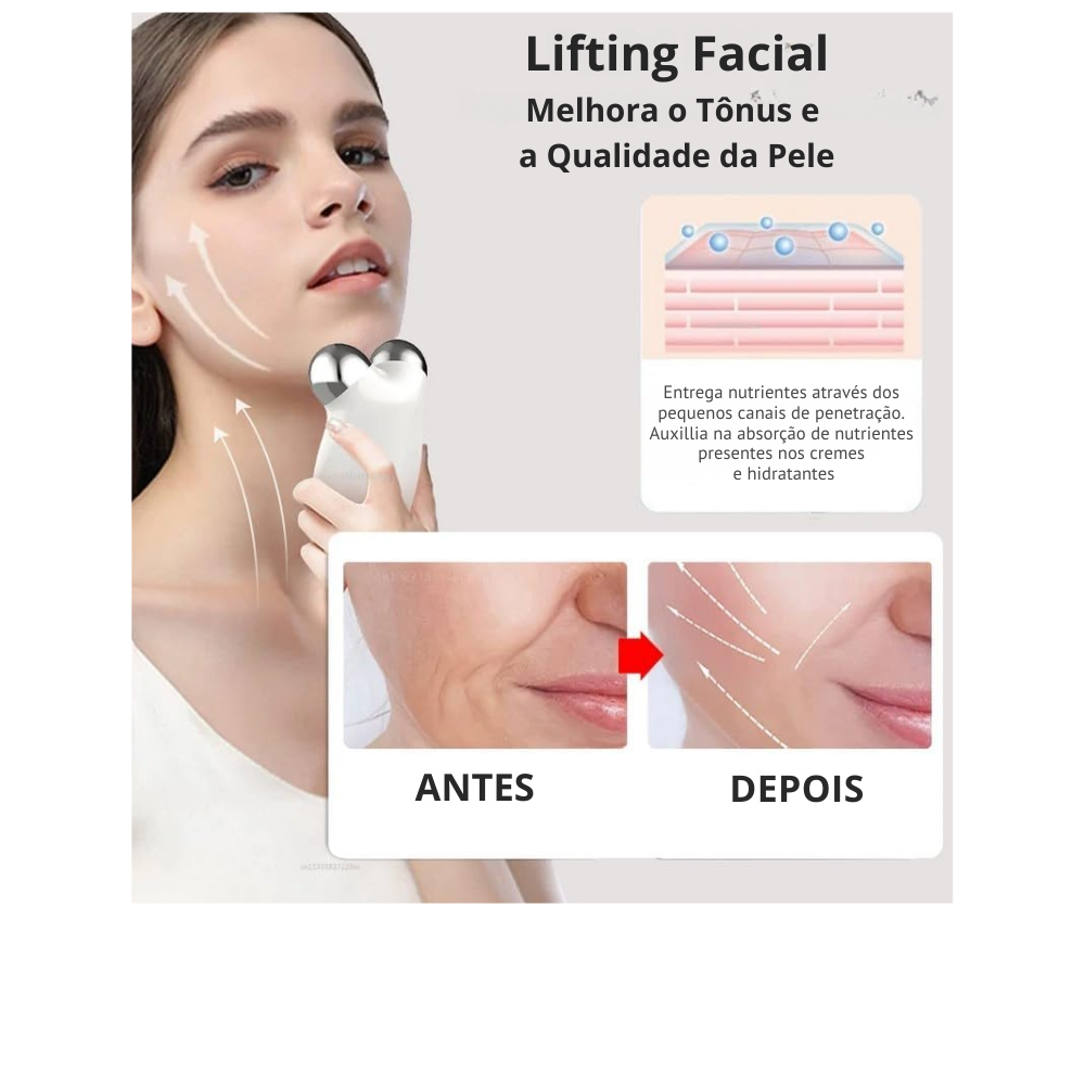 NOVATTO EMS Microcurrent Facial Device with Red LED Light – Facial Lifting, Firming & V-Shape Contouring