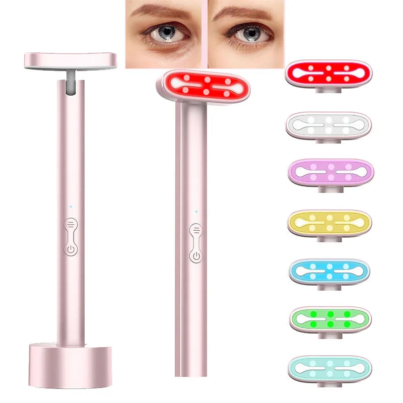 SOLAVY 7-Color LED Light Therapy Wand – Facial & Neck Beauty Device with Red Light, EMS Massage, Heat Therapy & Ionic Skincare for Anti-Aging, Firming and Skin Rejuvenation
