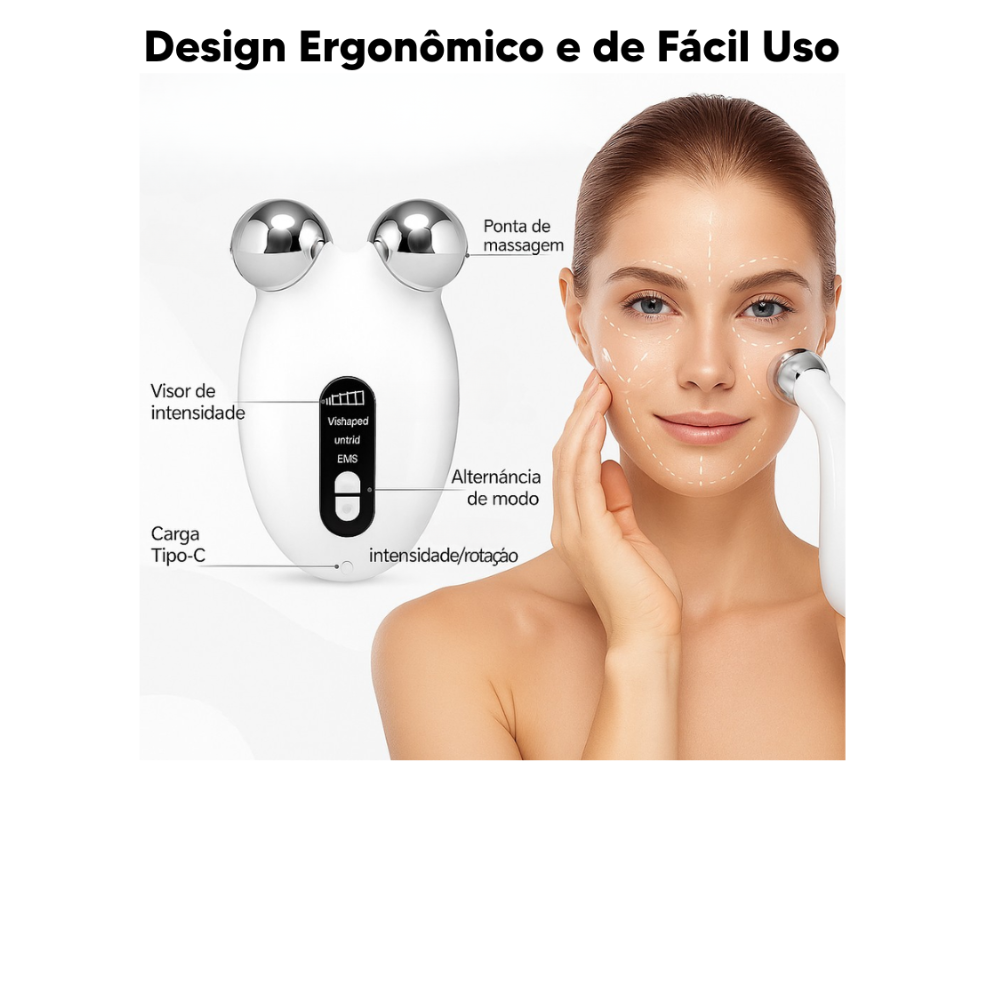 NOVATTO EMS Microcurrent Facial Device with Red LED Light – Facial Lifting, Firming & V-Shape Contouring